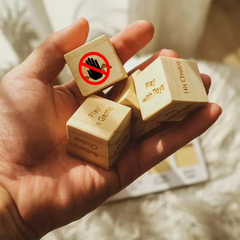 2024 New Arrivals Custom 6-Sided Beech Game Cube Customized Red Love Romantic Creative Fun Wooden Dice Toy For Girls Boys