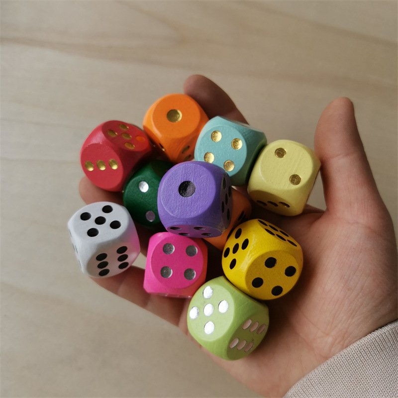 Factory Wholesale Custom Logo Mini Wooden Game Dice Sets 5mm to 19mm DND Polyhedral in Bulk Colorful Blank Dices