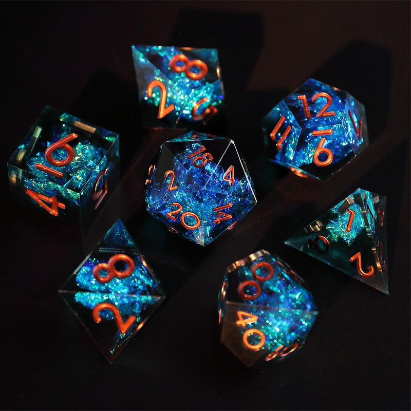 Sharp Edge Dice pure handmade resin polyhedral dice RPG Dungeons & Dragons roll play game