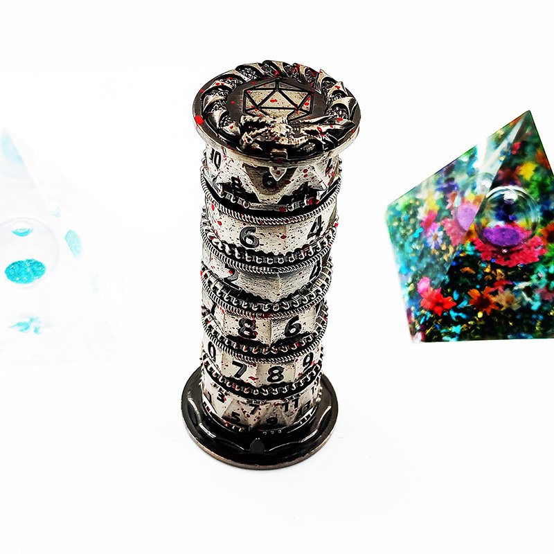 factory supply wholesale 7 to 1 tower spin dnd metal rpg dice