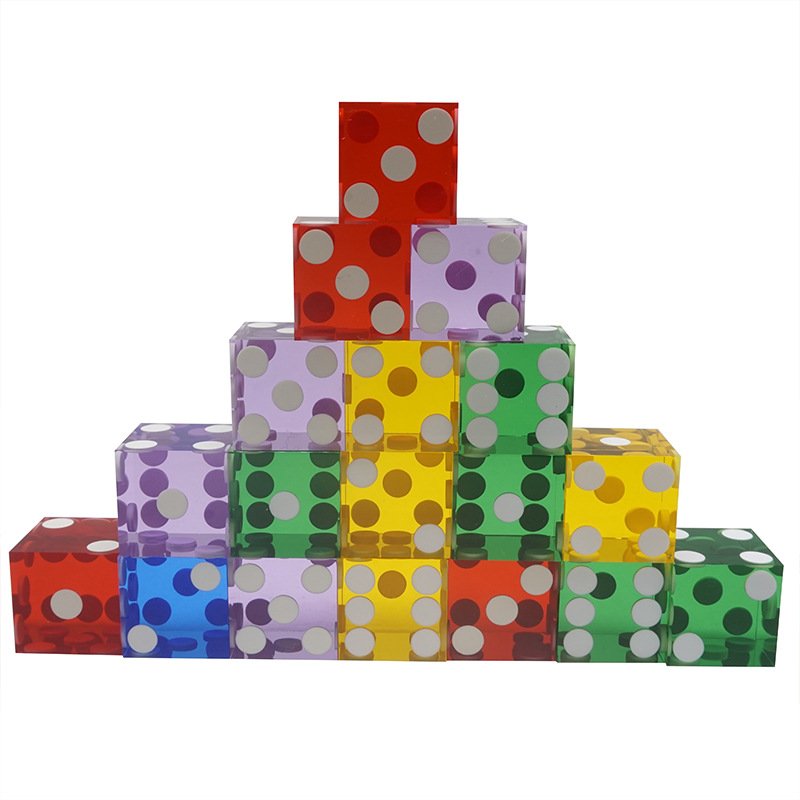Custom 10mm white acrylic dice with black dot square d6 sided with straight corner for casino card board games