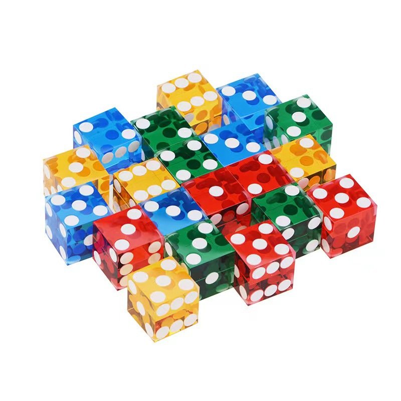 Custom 10mm white acrylic dice with black dot square d6 sided with straight corner for casino card board games