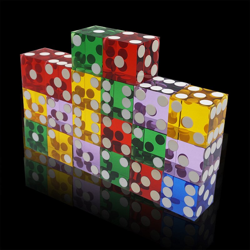 Custom 10mm white acrylic dice with black dot square d6 sided with straight corner for casino card board games