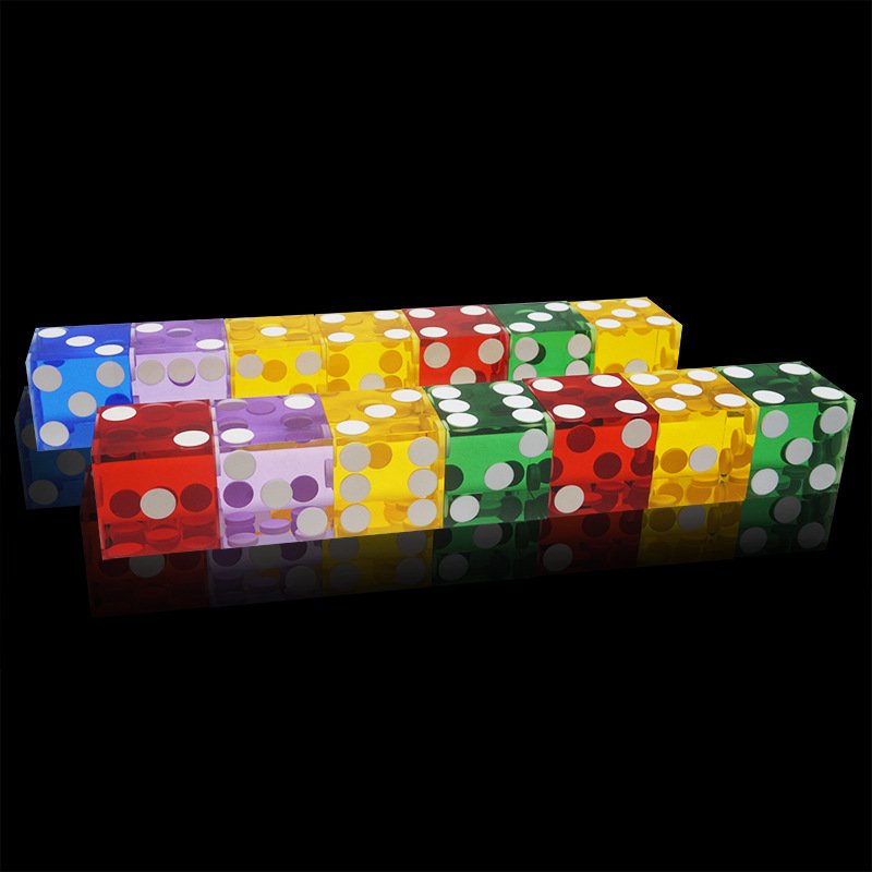 Custom 10mm white acrylic dice with black dot square d6 sided with straight corner for casino card board games