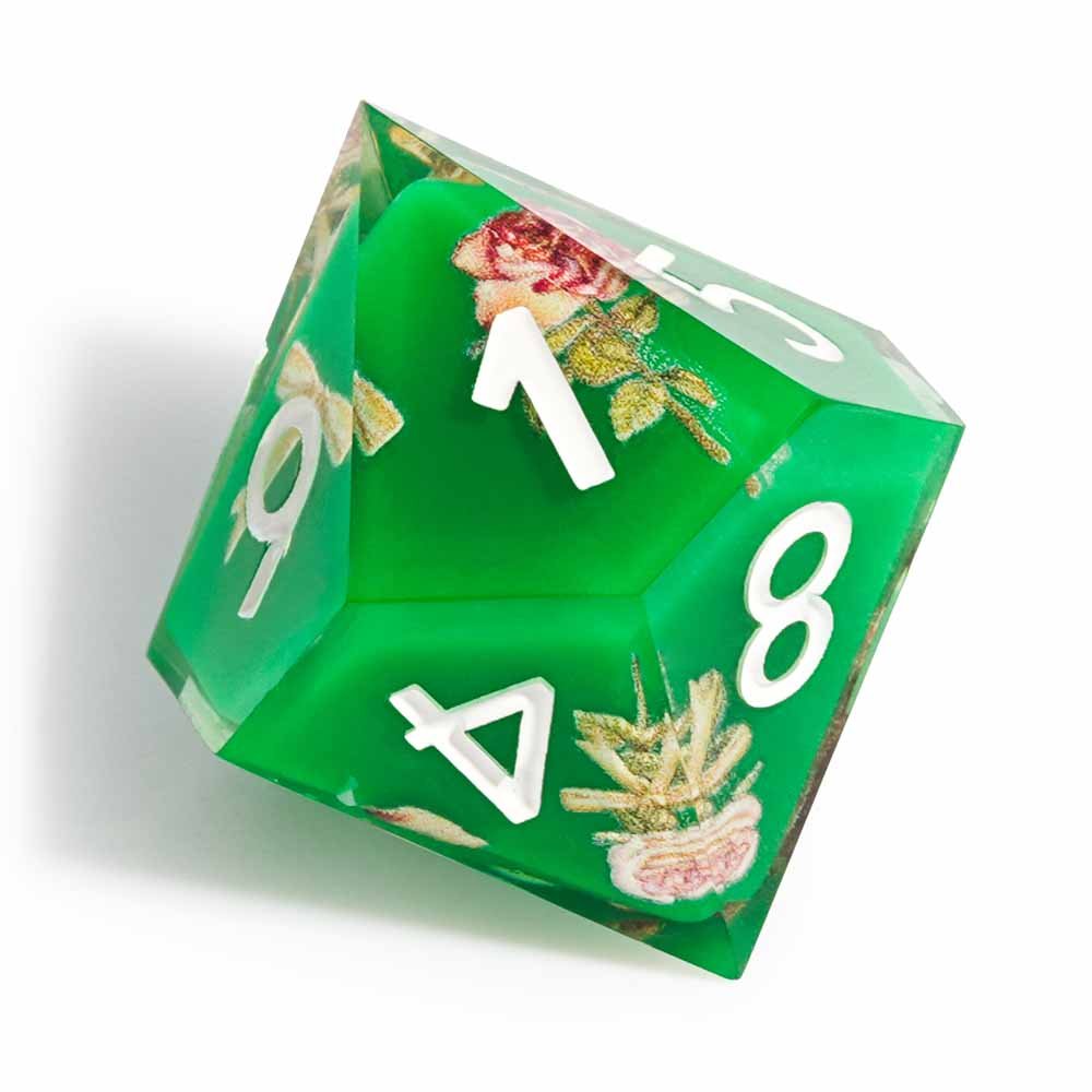 7Pcs Green Flower Dice Resin Polyhedral Dice For DND Role Games Playing Collection Set