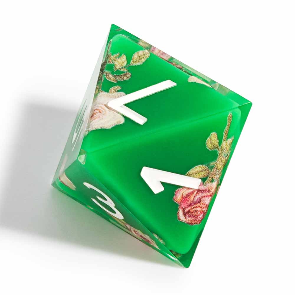 7Pcs Green Flower Dice Resin Polyhedral Dice For DND Role Games Playing Collection Set