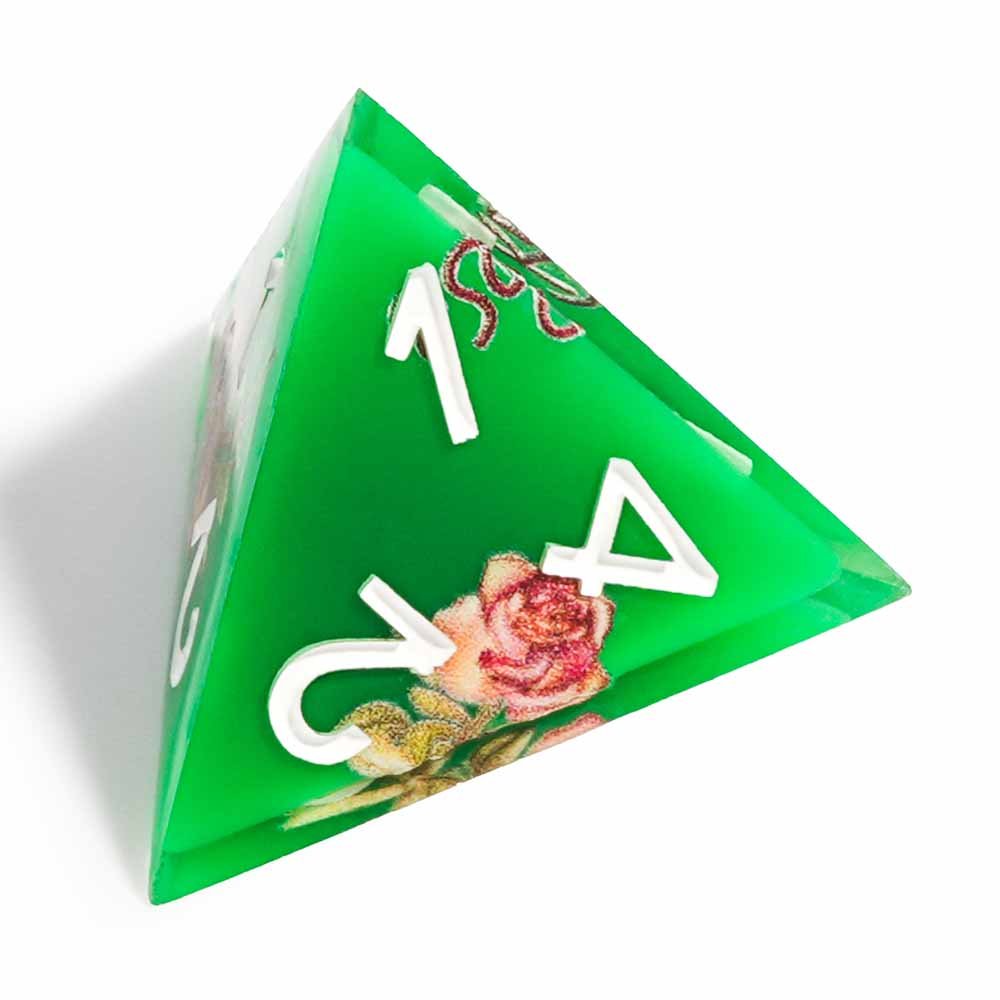 7Pcs Green Flower Dice Resin Polyhedral Dice For DND Role Games Playing Collection Set