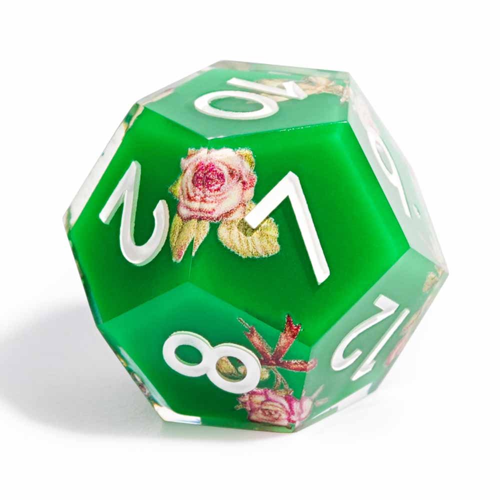 7Pcs Green Flower Dice Resin Polyhedral Dice For DND Role Games Playing Collection Set