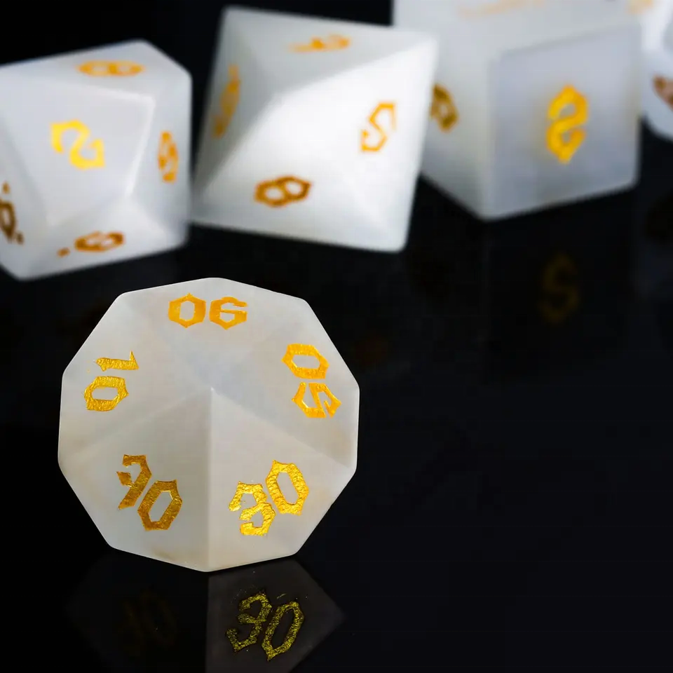 Custom White Clear Dice 20mm 16mm Glass Material DND RPG White Cats Eye Dice For Tabletop Board Games