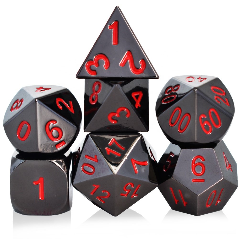 7Pcs Set Board Game Golden DND PRG Dice Set Polyhedral Game Metal Dice