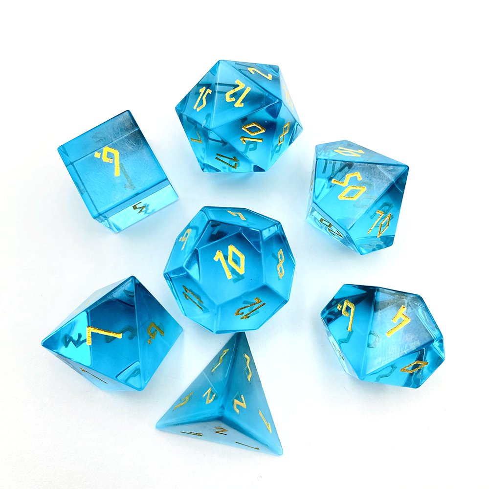 Factory Custom Polyhedral Dice Set Number Sharp Edge Natural Gemstone D20 Dice Set