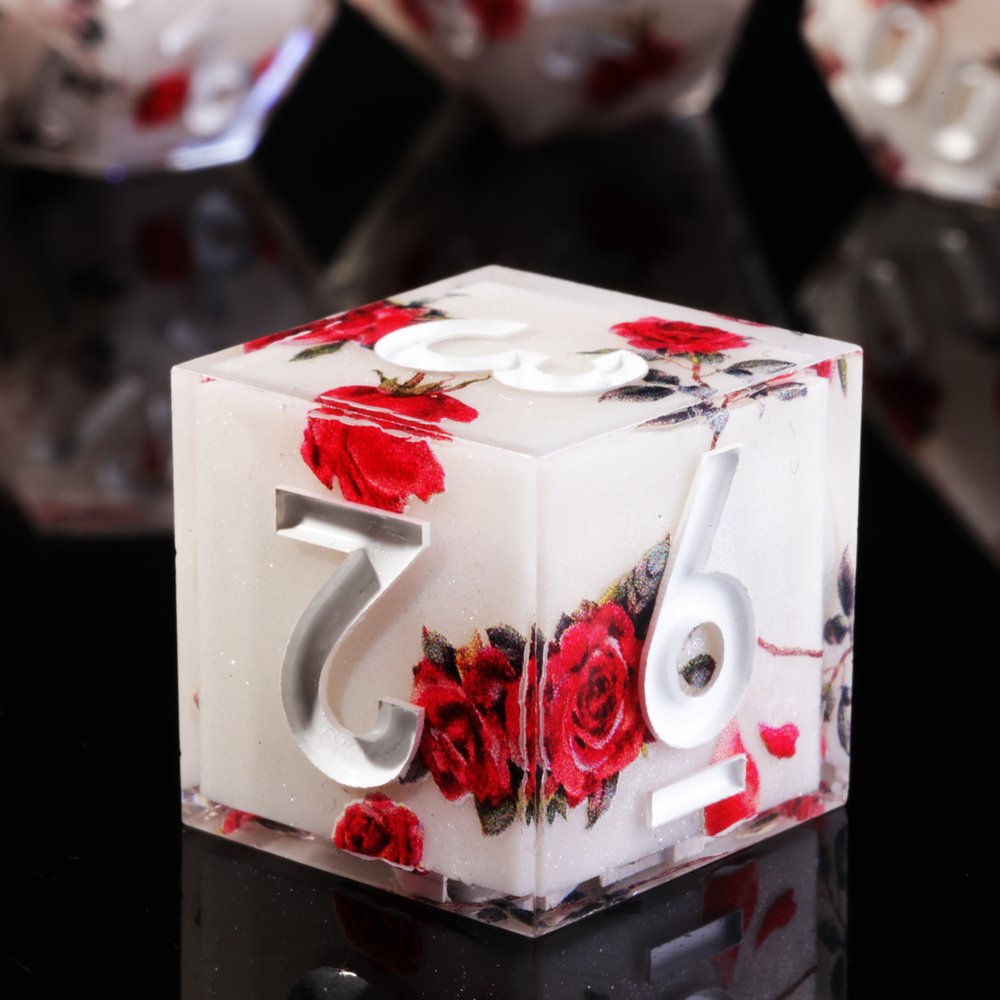 MINI PLANET Layered Stickers Flowers DND Dice Set 7pcs Wholesale Custom Resin Dice For TRPG Board Game Handmade Polyhedral Dice