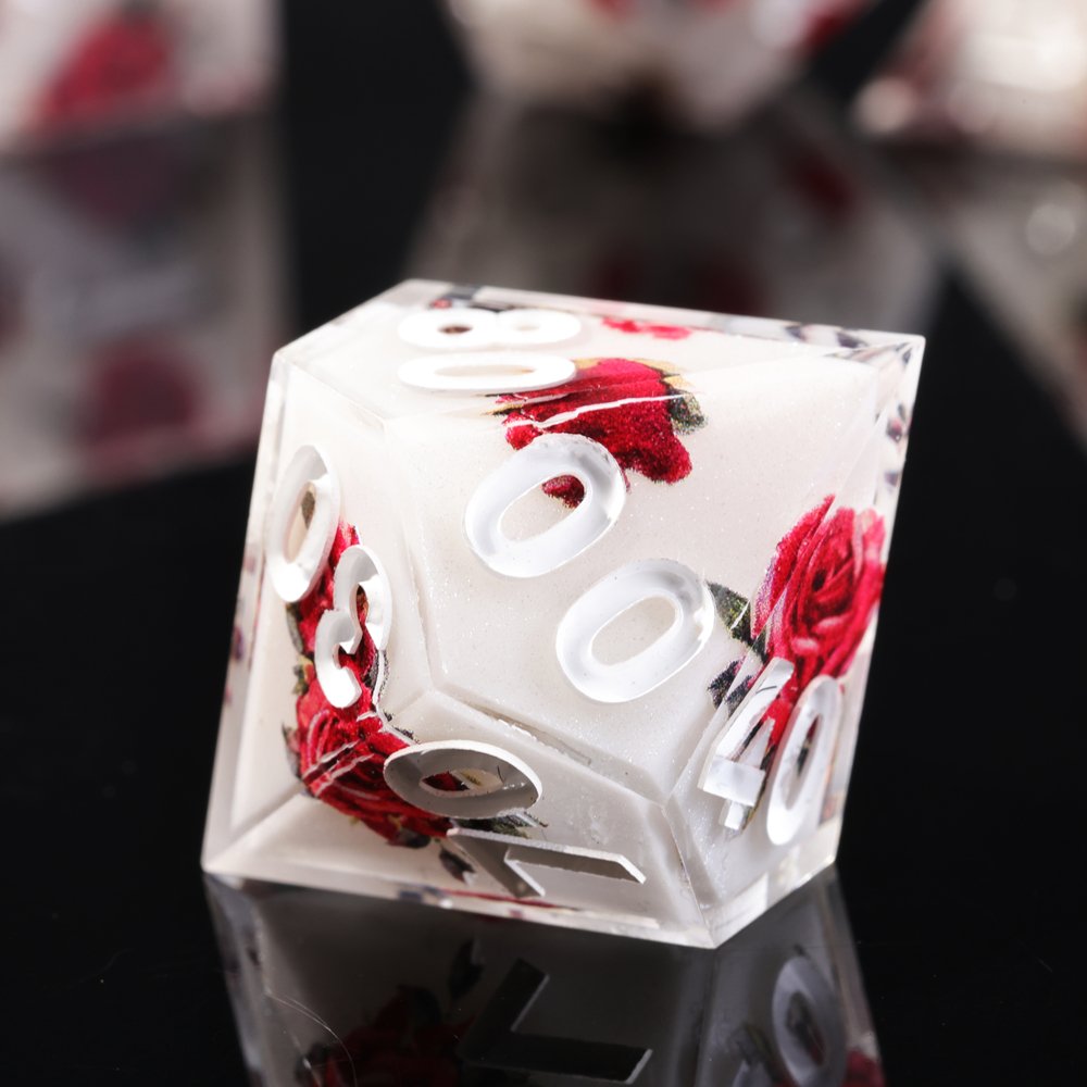 MINI PLANET Layered Stickers Flowers DND Dice Set 7pcs Wholesale Custom Resin Dice For TRPG Board Game Handmade Polyhedral Dice
