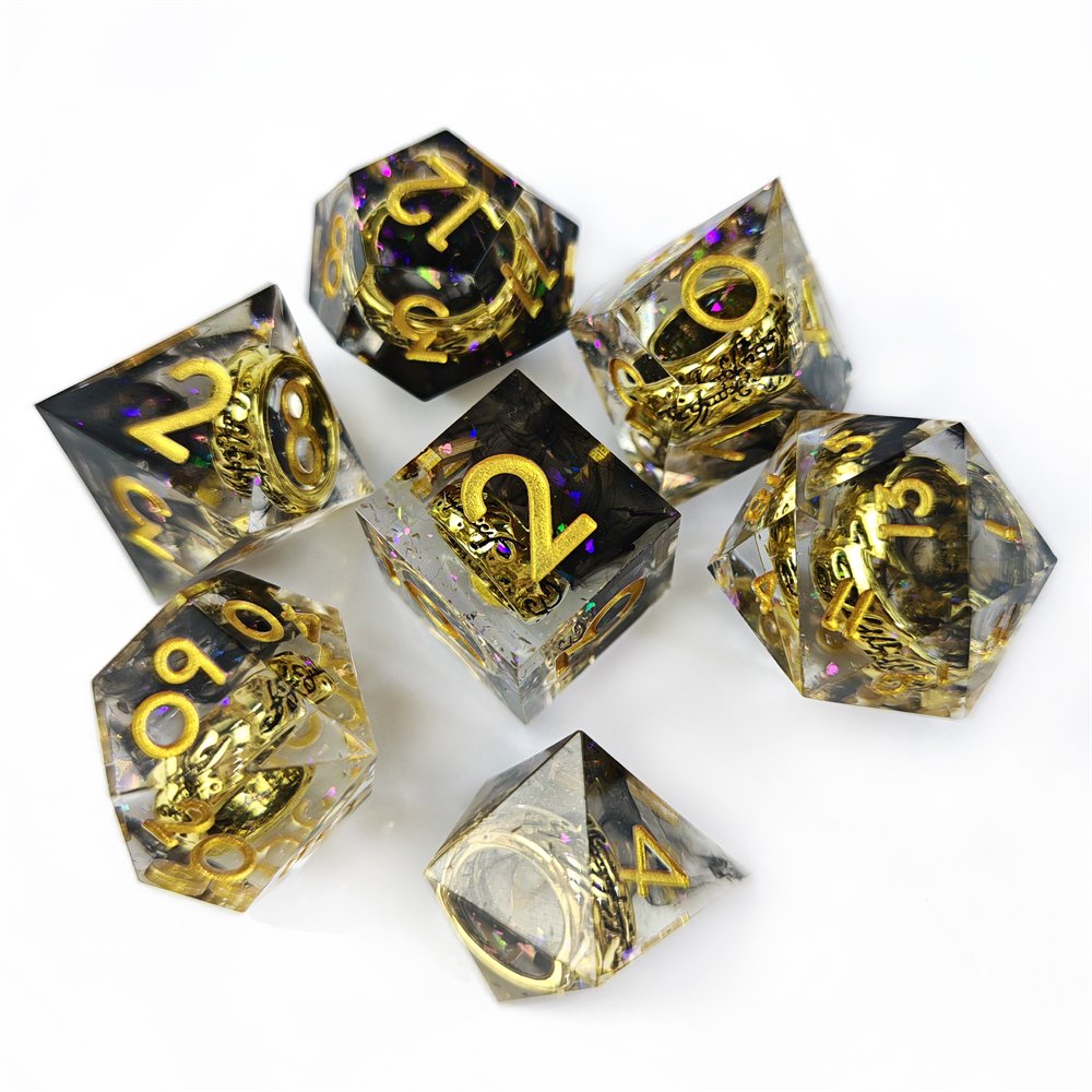 New Design DND Dice Set with Ring Inside Colorful Polyhedral Resin Handmade Dice for RPG Table Game Dragons and Dungeons