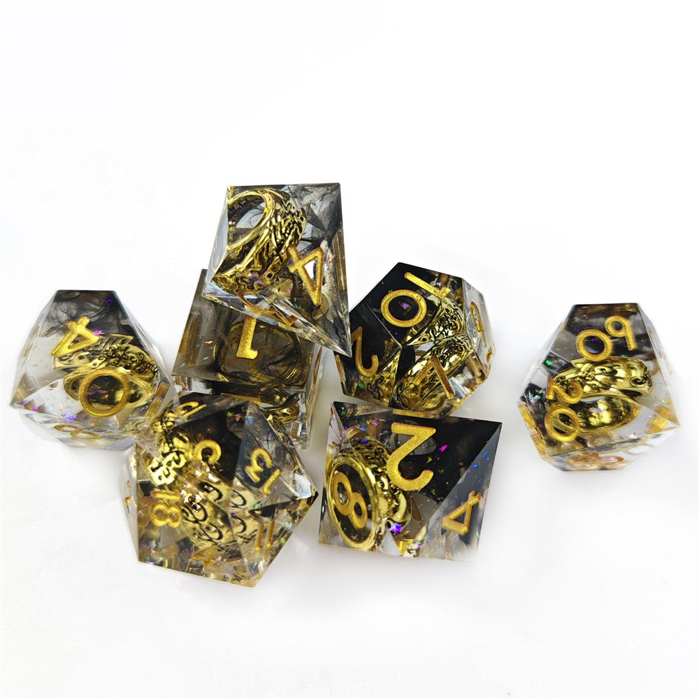New Design DND Dice Set with Ring Inside Colorful Polyhedral Resin Handmade Dice for RPG Table Game Dragons and Dungeons