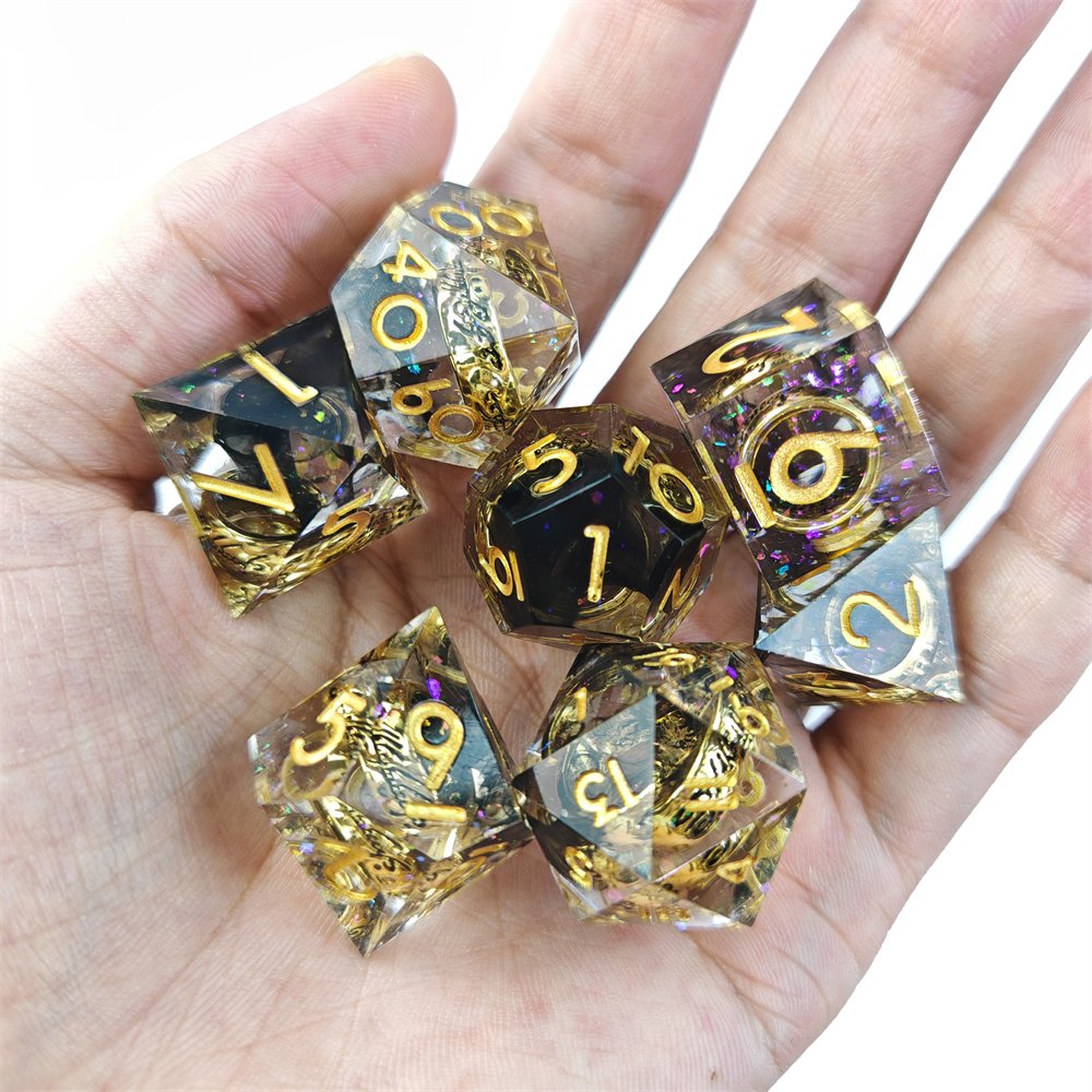 New Design DND Dice Set with Ring Inside Colorful Polyhedral Resin Handmade Dice for RPG Table Game Dragons and Dungeons