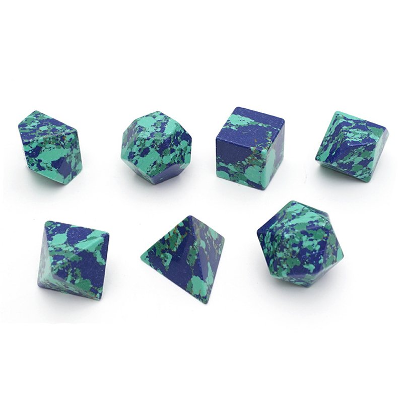 Artificial Blue Green Turquoise Gemstone Dice for Dungeons and Dragons RPG Board Game Polyhedral DND Blank Dice Set
