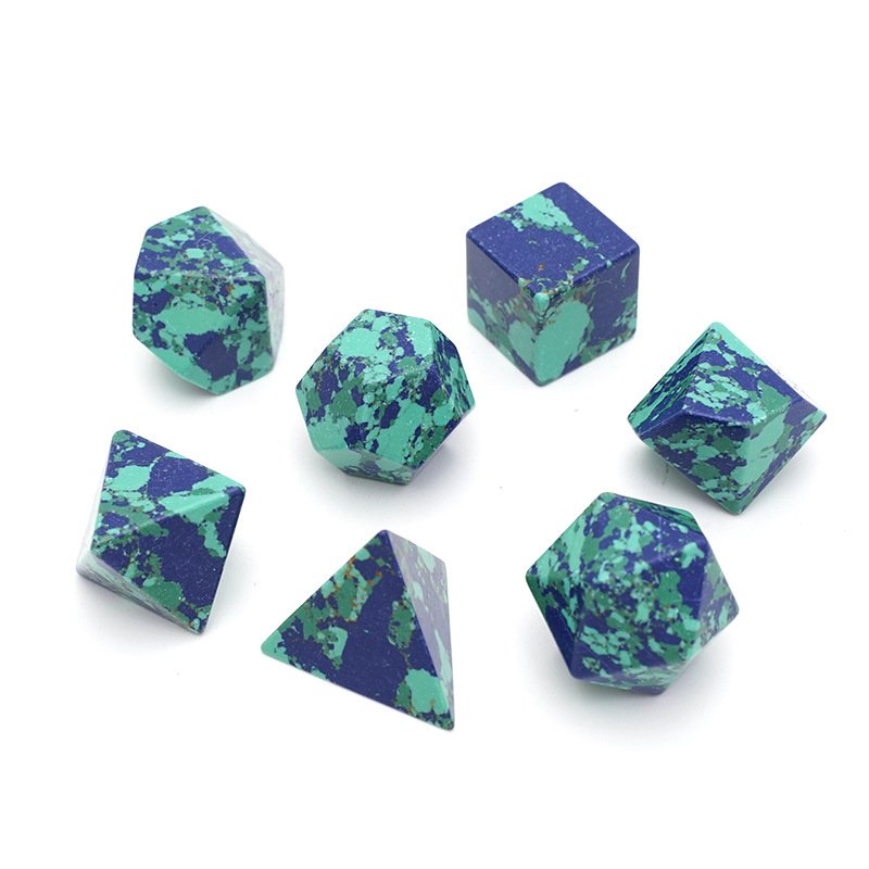 Artificial Blue Green Turquoise Gemstone Dice for Dungeons and Dragons RPG Board Game Polyhedral DND Blank Dice Set
