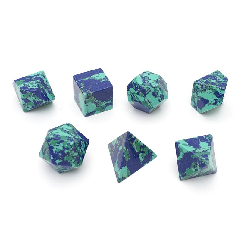 Artificial Blue Green Turquoise Gemstone Dice for Dungeons and Dragons RPG Board Game Polyhedral DND Blank Dice Set