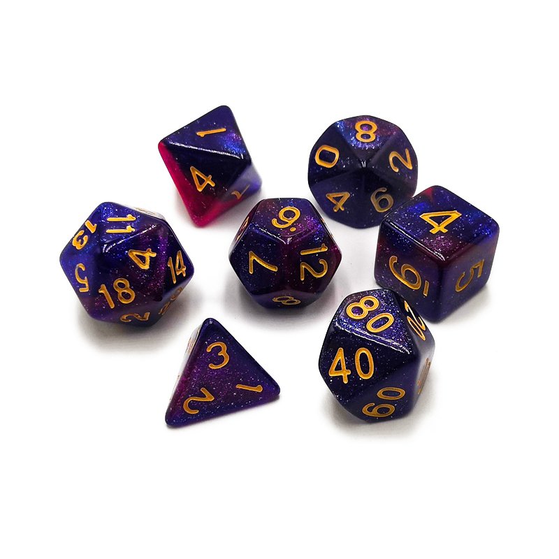 Dungeons and Dragons dice set custom polyhedral starry game dice