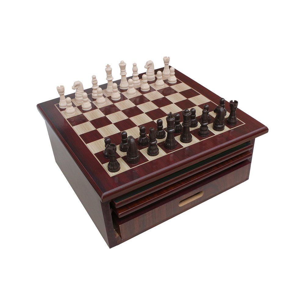Deluxe 10 in 1 Tabletop Game Center with Storage Drawer Checkers Chess Parcheesi TicTacToe Solitaire Mancala Backgammon