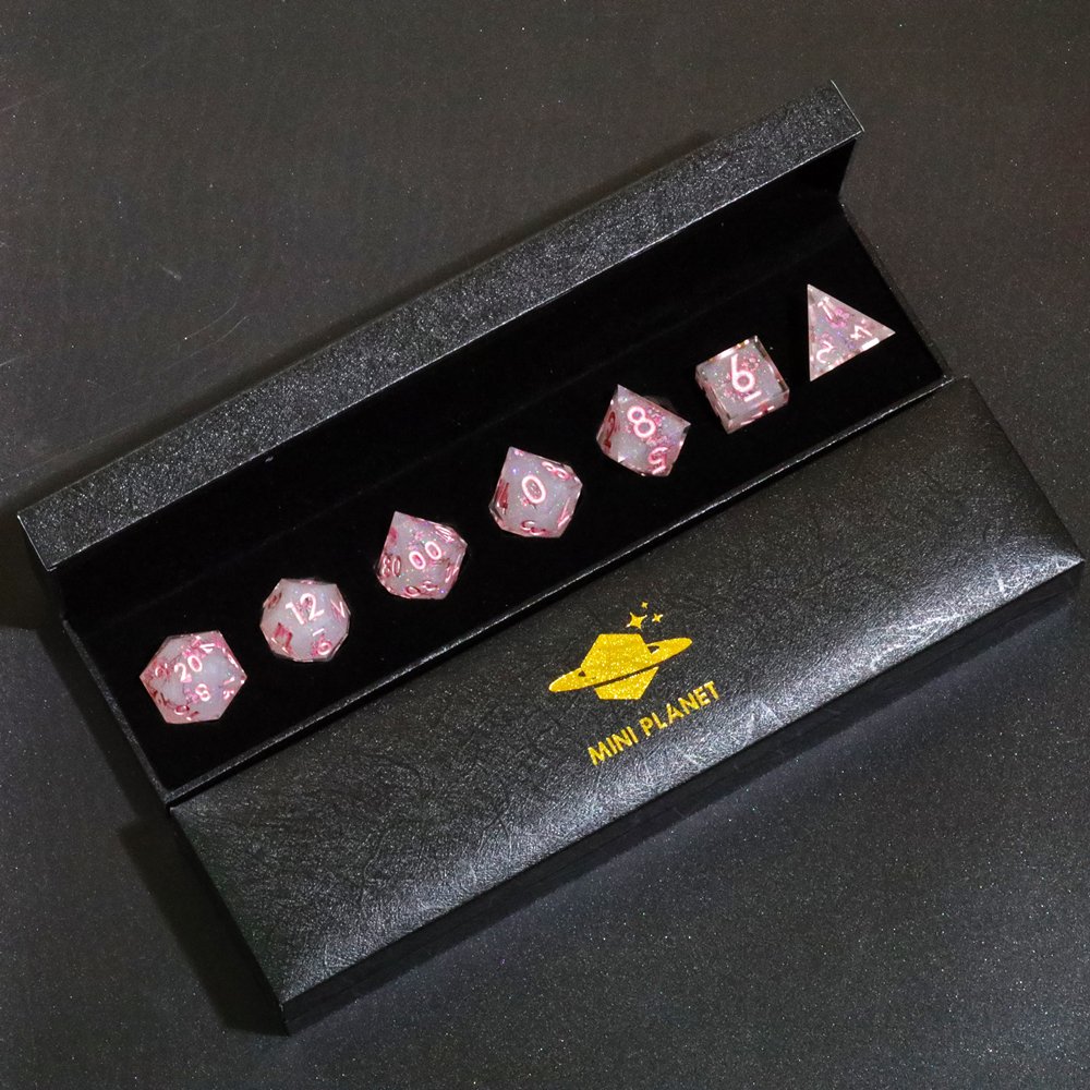MINI PLANET DND Dice Set Polyhedral Layered Sticker Dice Wholesale Custom Resin Dice with Sharp Edges For RPG Dragon&Dungeon DND