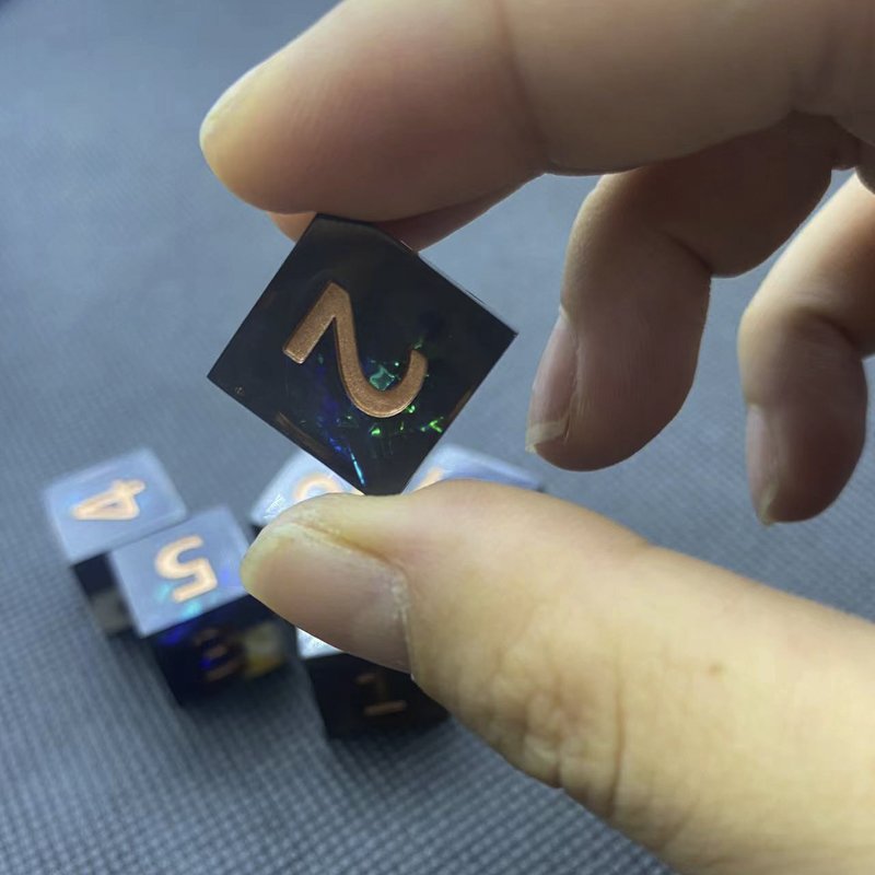 Handmade Resin D6 Dice Set Custom Polyhedron Sharp Edge Corners DND Board Game Dungeons Dragons 6 Piece Set Metal Cube Shape