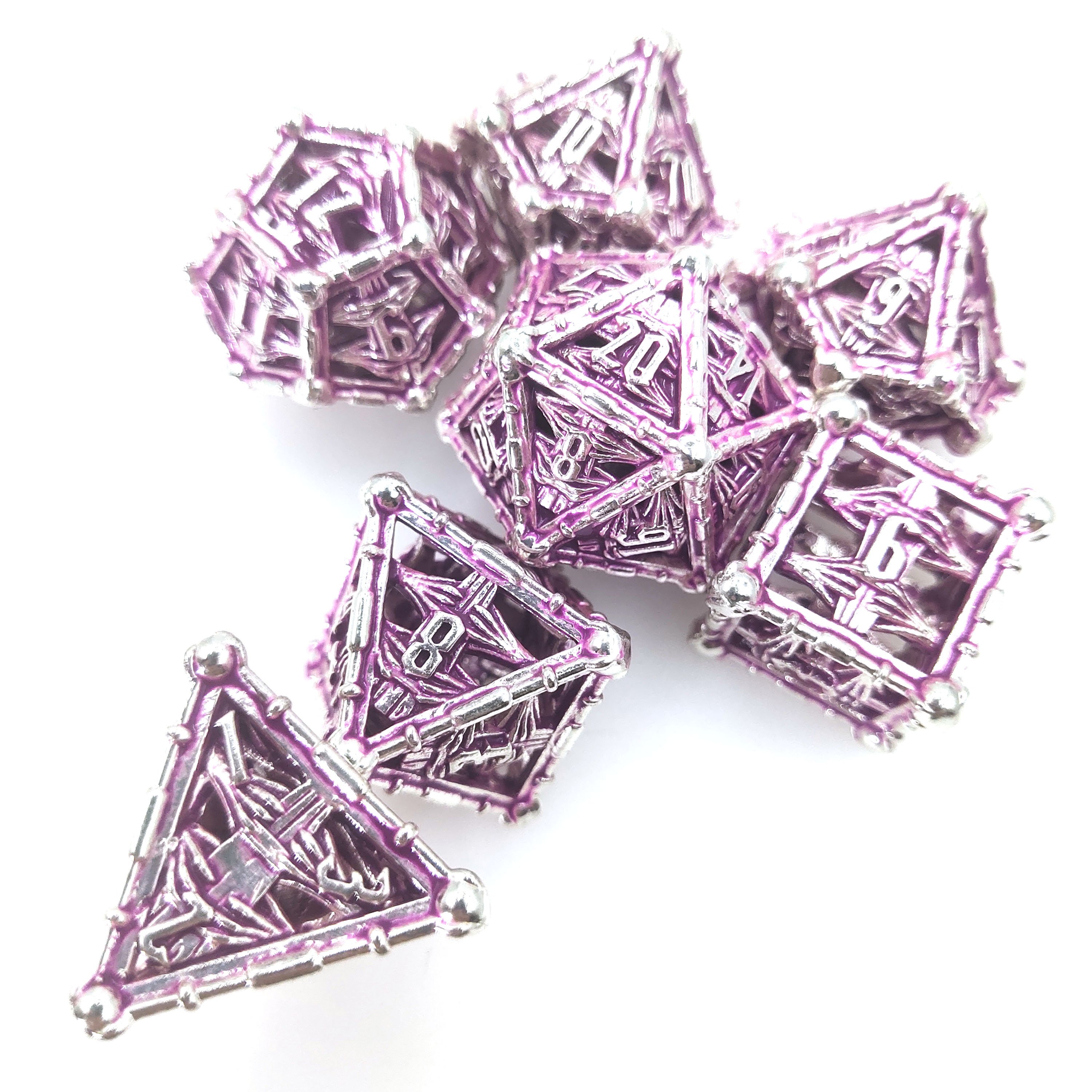 Dice Manufacturers Supplier Bone Polyhedral Hollow Metal Dice for DND Starfinder Games