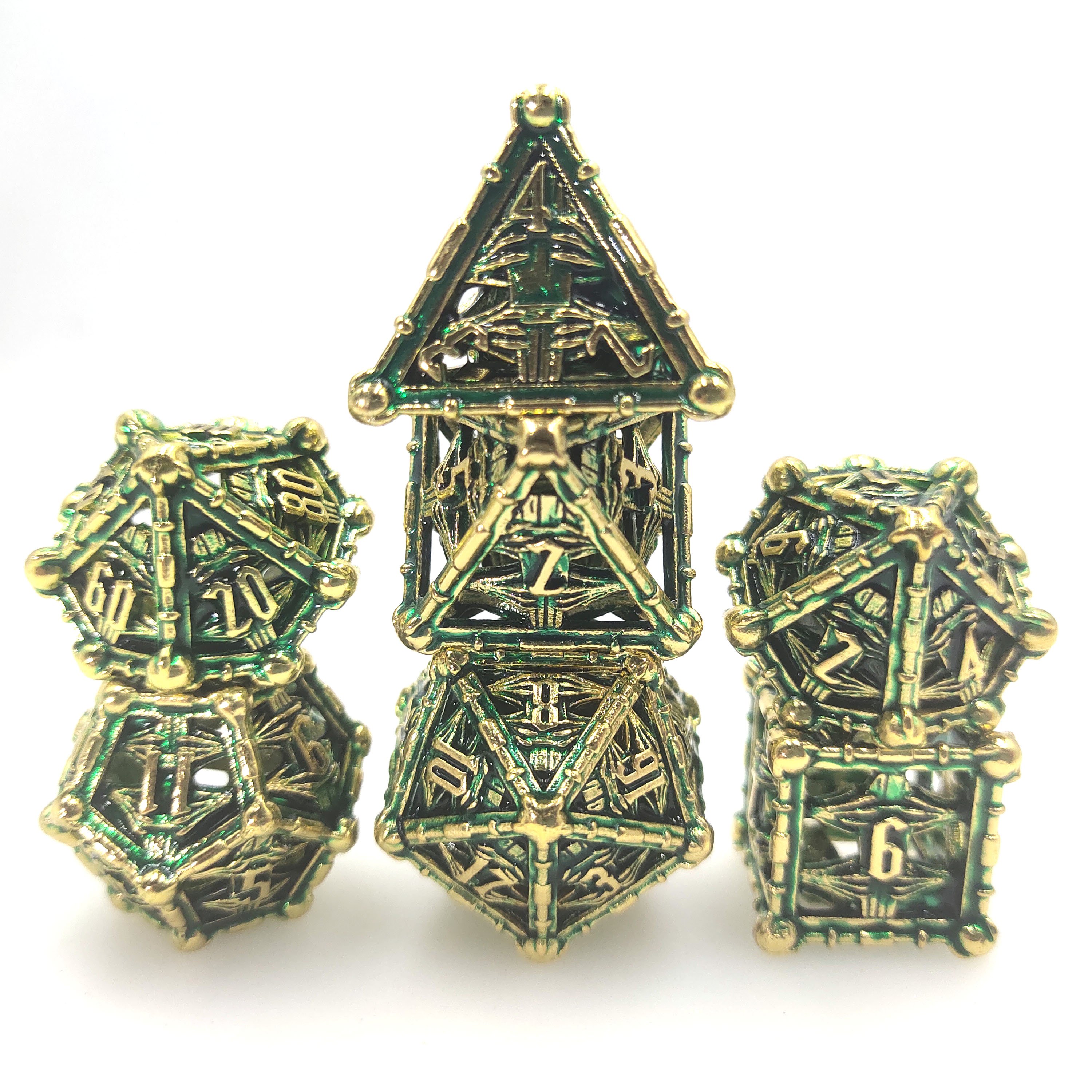 Dice Manufacturers Supplier Bone Polyhedral Hollow Metal Dice for DND Starfinder Games