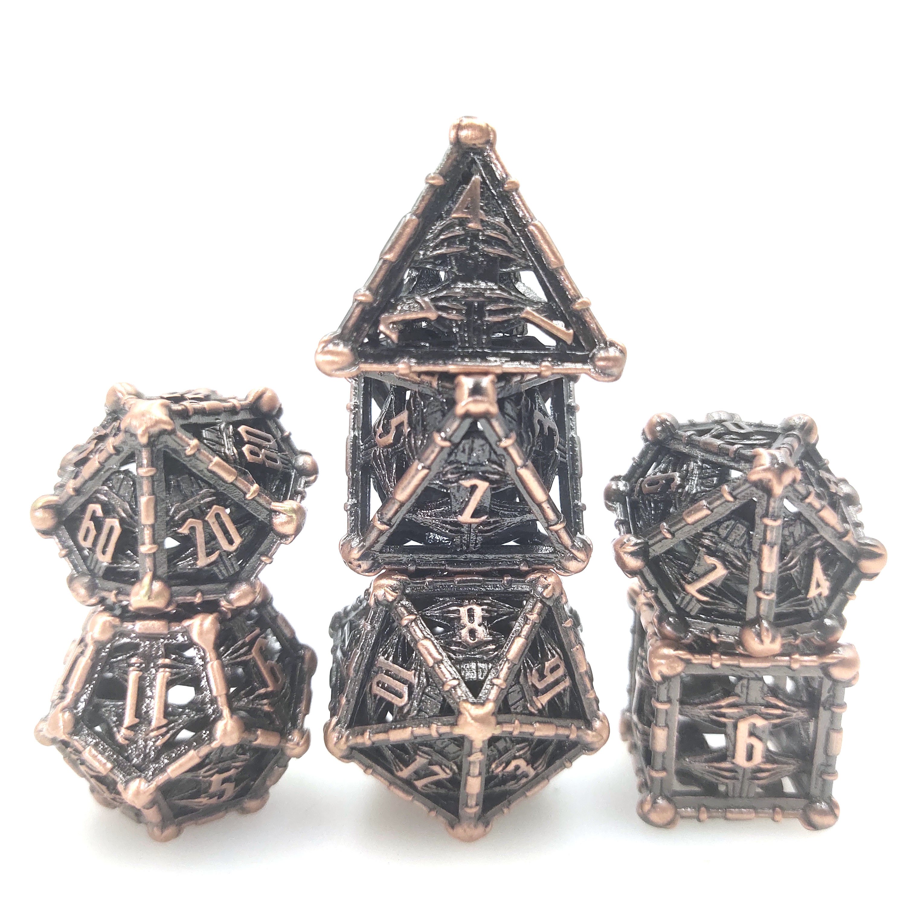 Dice Manufacturers Supplier Bone Polyhedral Hollow Metal Dice for DND Starfinder Games