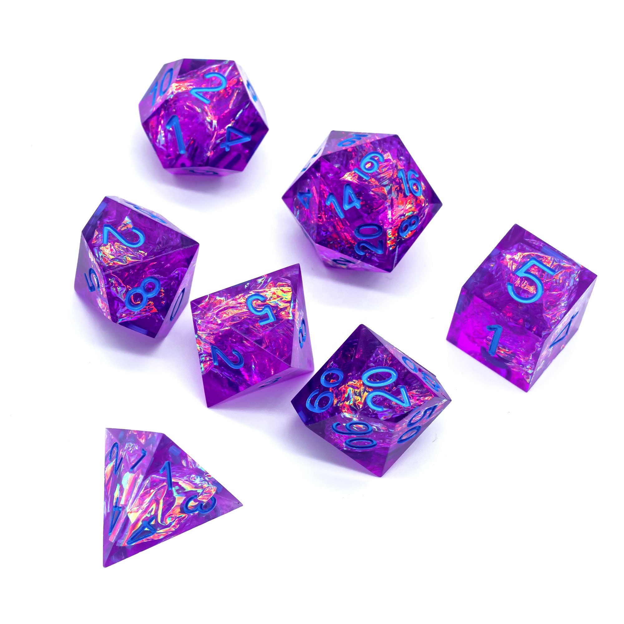 Udixi Candy Glitter Sharp Edge dice Resin RPG Purple Dungeons and Dragons Dice Set