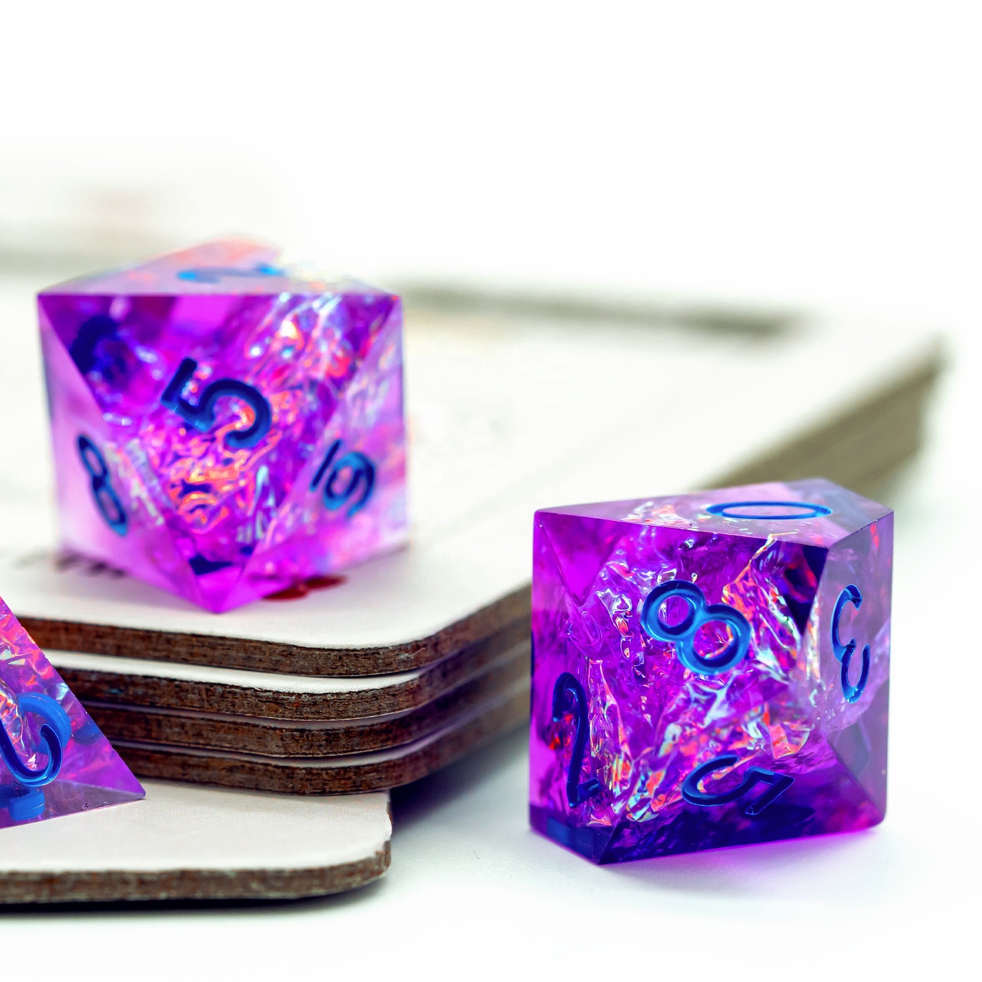 Udixi Candy Glitter Sharp Edge dice Resin RPG Purple Dungeons and Dragons Dice Set