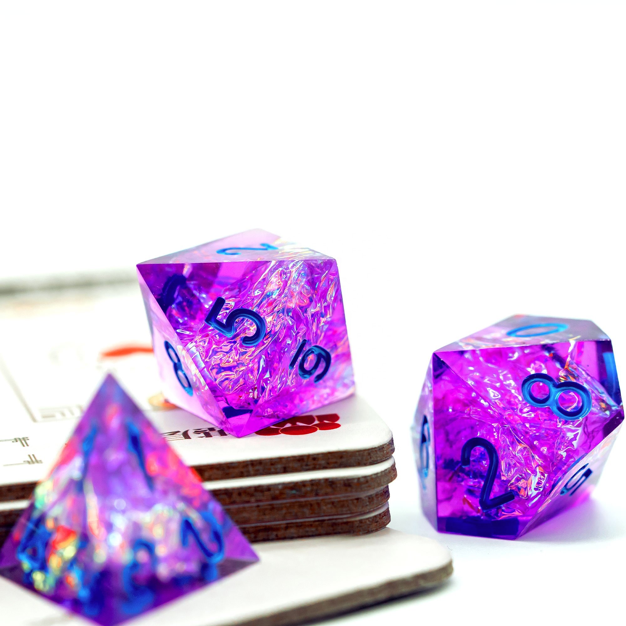 Udixi Candy Glitter Sharp Edge dice Resin RPG Purple Dungeons and Dragons Dice Set