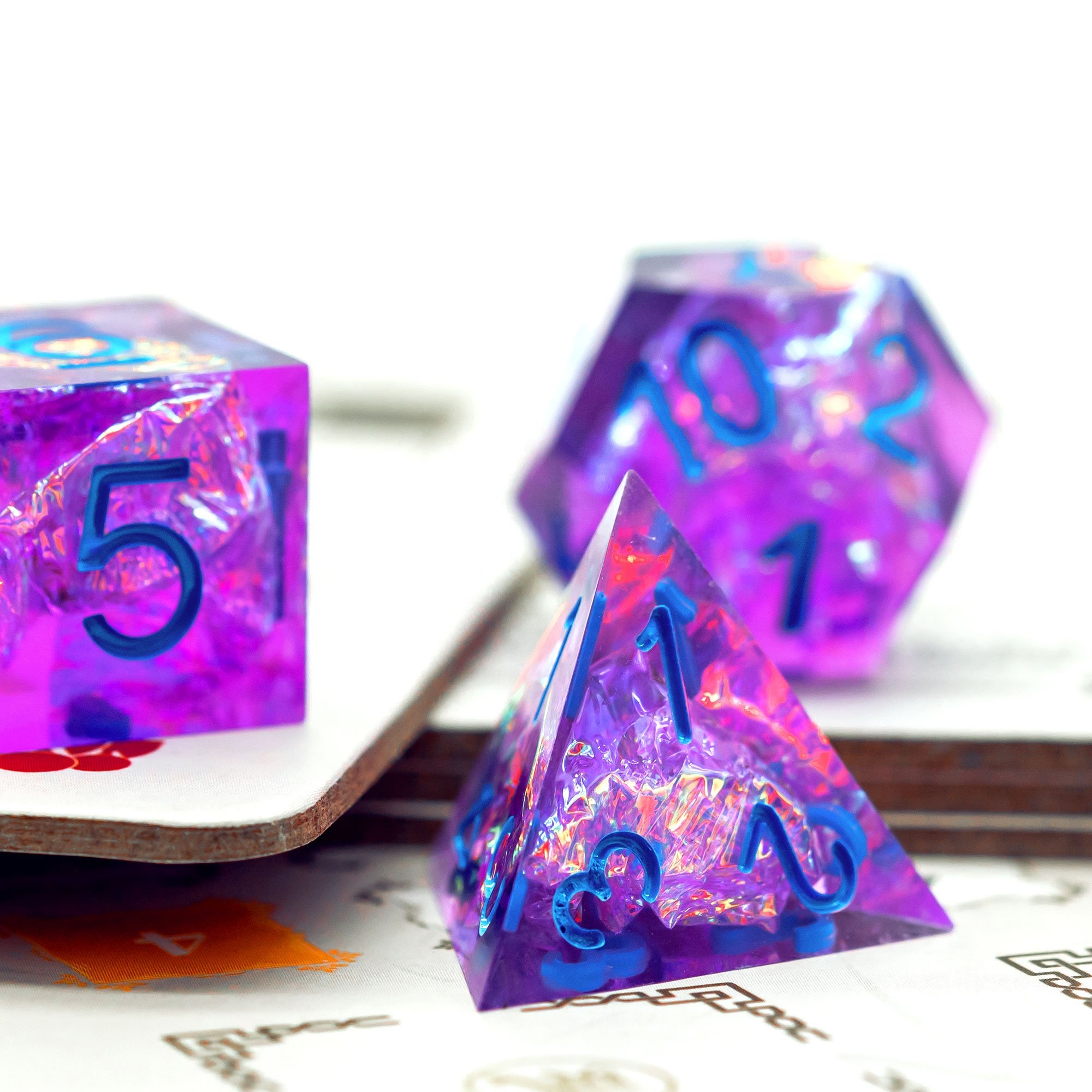 Udixi Candy Glitter Sharp Edge dice Resin RPG Purple Dungeons and Dragons Dice Set