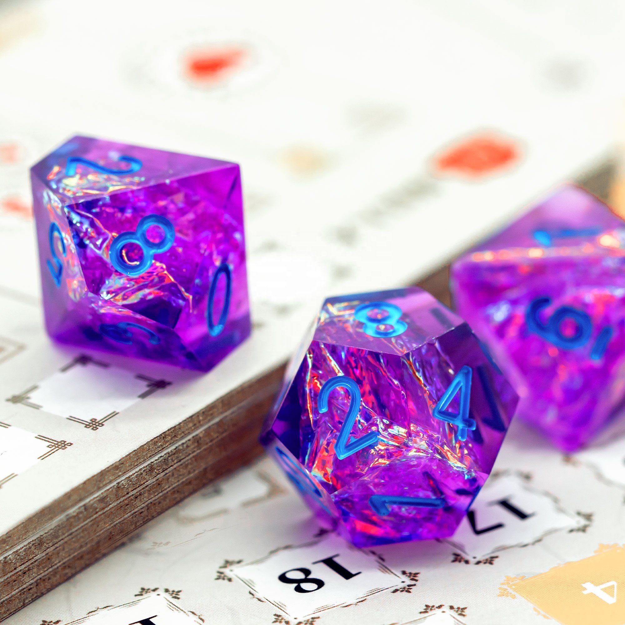 Udixi Candy Glitter Sharp Edge dice Resin RPG Purple Dungeons and Dragons Dice Set