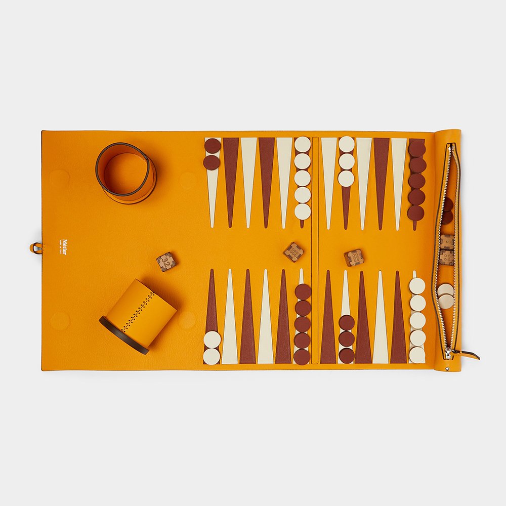 Leather Travel Backgammon Set Rolled up booard With Dice Cups