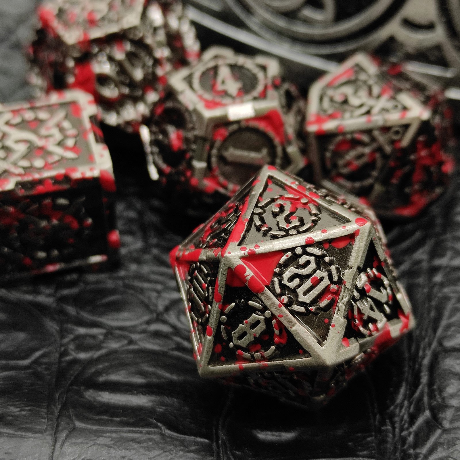 7 piece set custom logo polyhedron custom casino wholesale dungeon and dragon games rgp cut dice set d&d sharp d20 metal dice