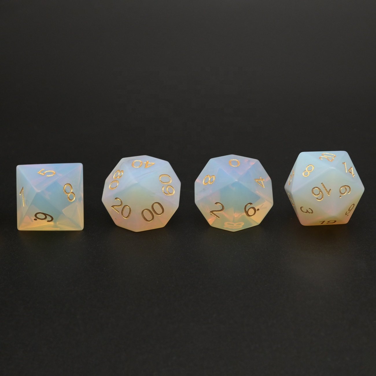 7 Piece Polyhedral Good Looking Synthetic White Opal Stone Dice Set for Super Player