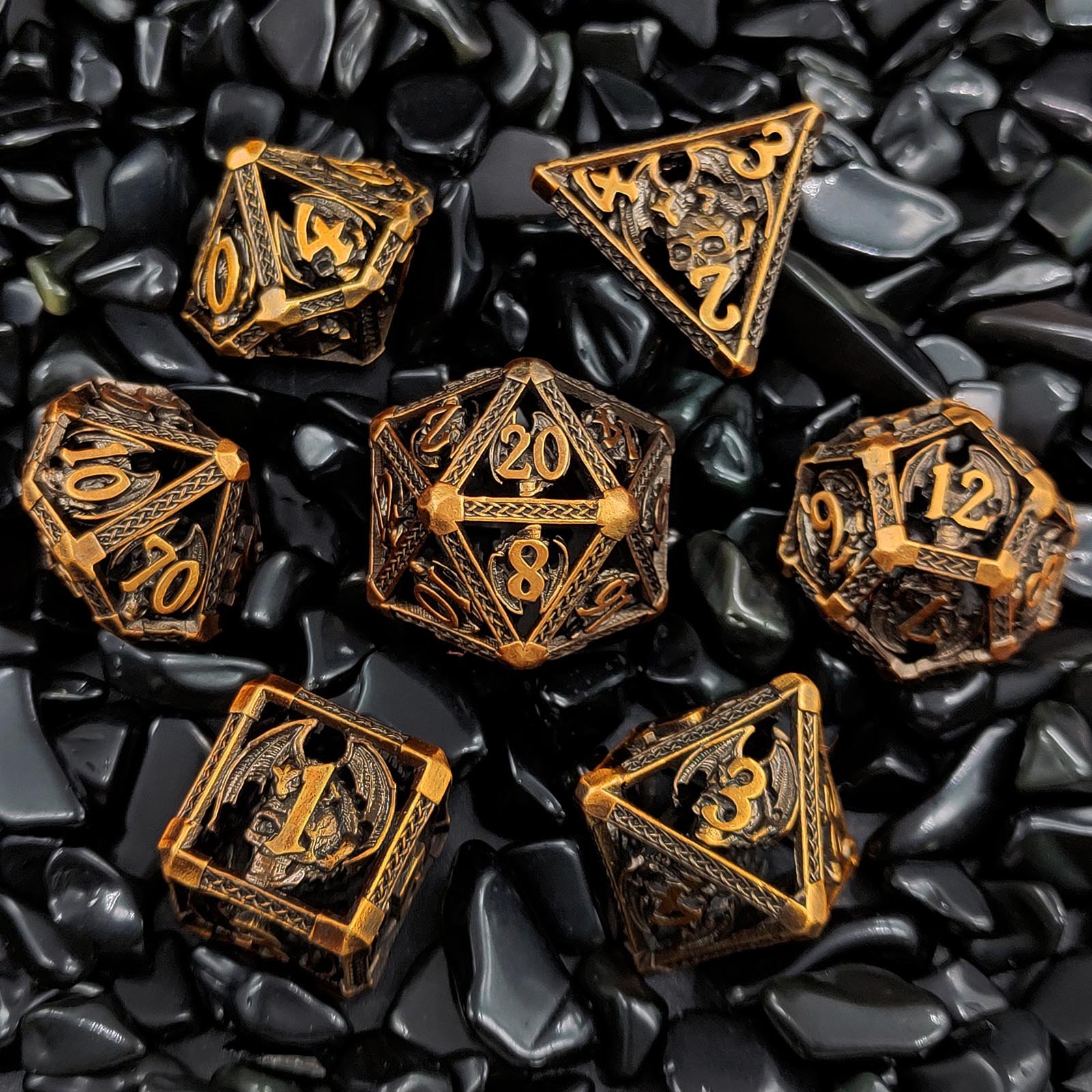 Mini Planet Metal DND Dice Set for Dungeons and Dragons Tavern Play d&d Metal Custom polyhedral RPG Christmas&Halloween Gift set