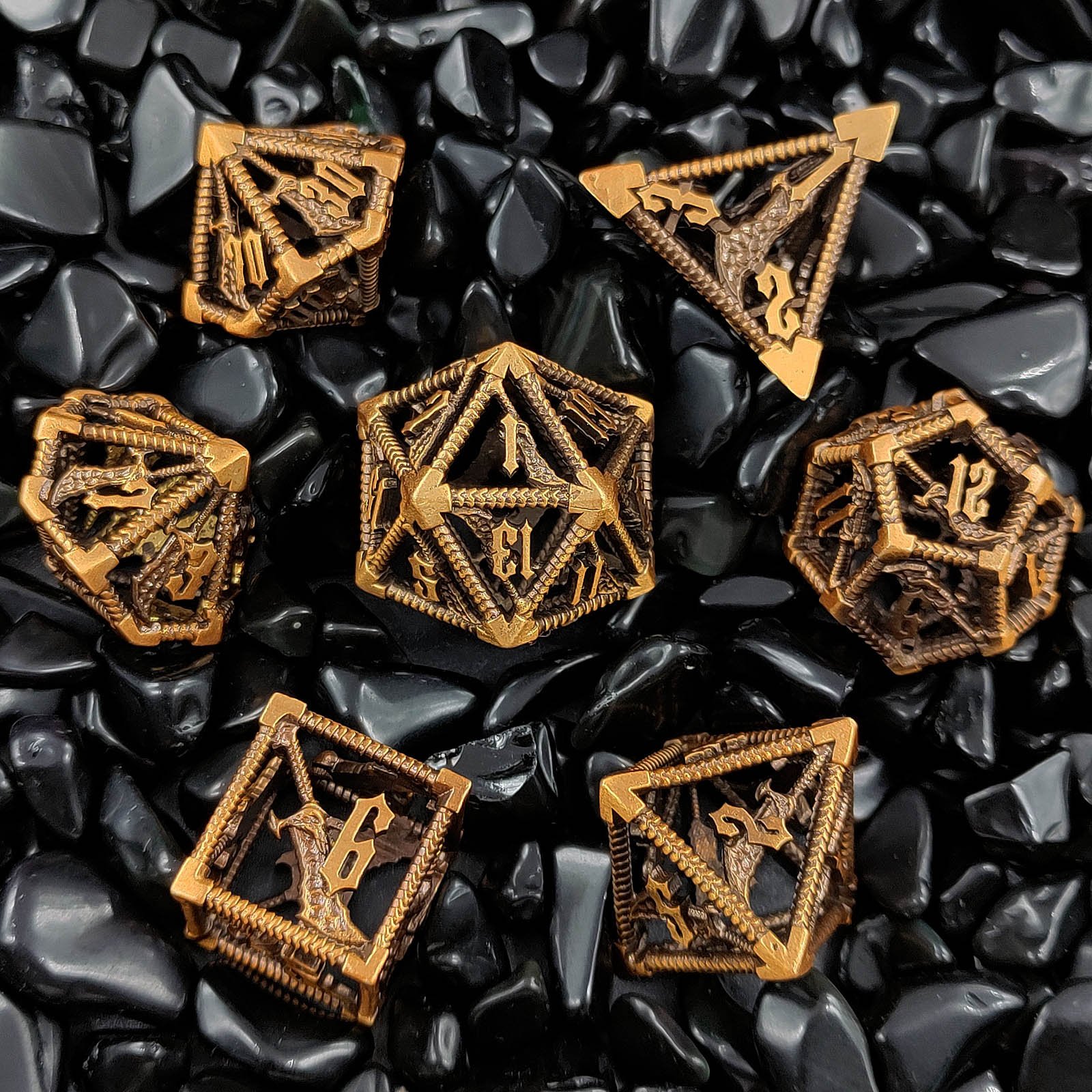 Mini Planet Metal DND Dice Set for Dungeons and Dragons Tavern Play d&d Metal Custom polyhedral RPG Christmas&Halloween Gift set