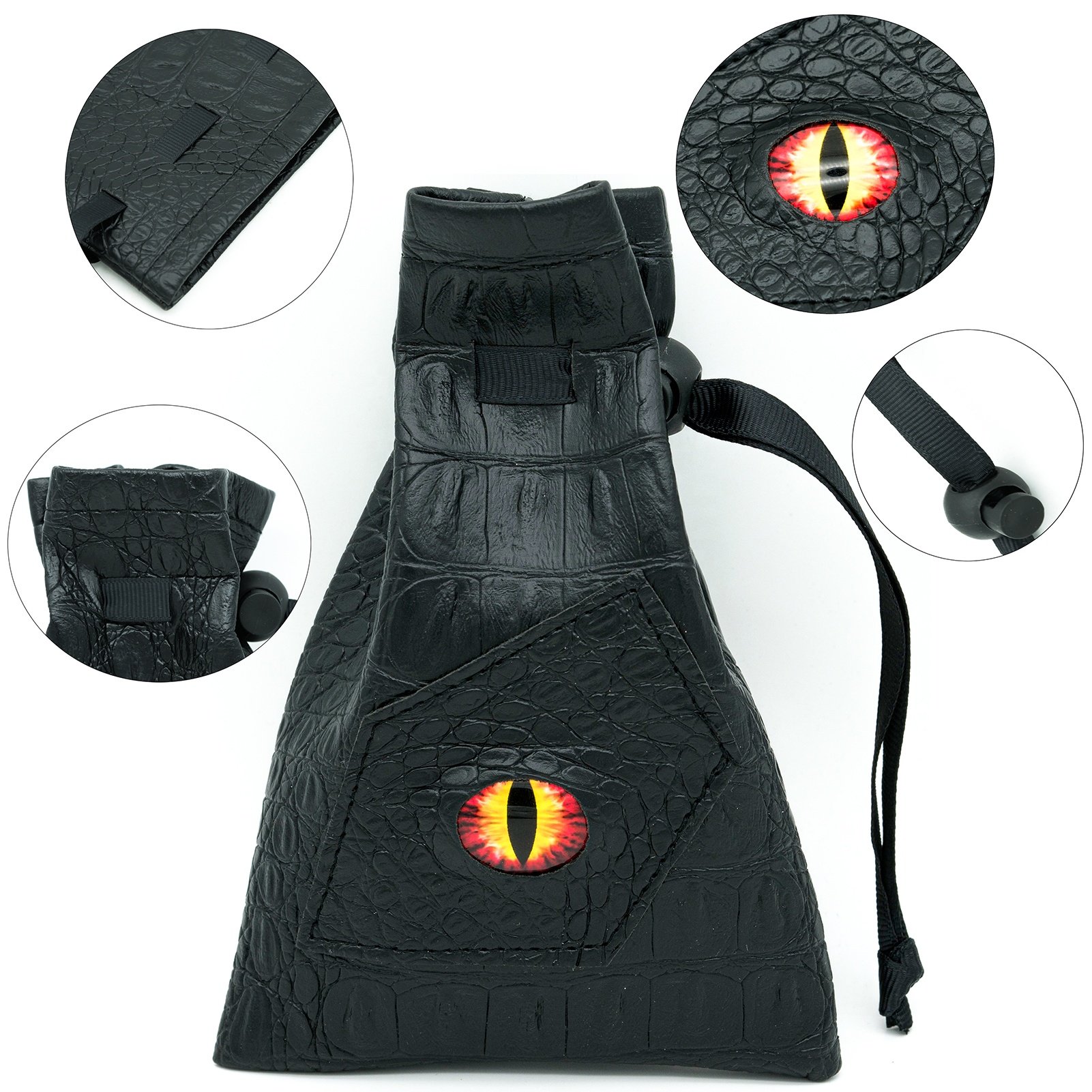 Udixi DND RPG Custom logo Pu Leather Pouch Dice Bag for Dungeons and Dragons Demon Eye d&d Dice Bags
