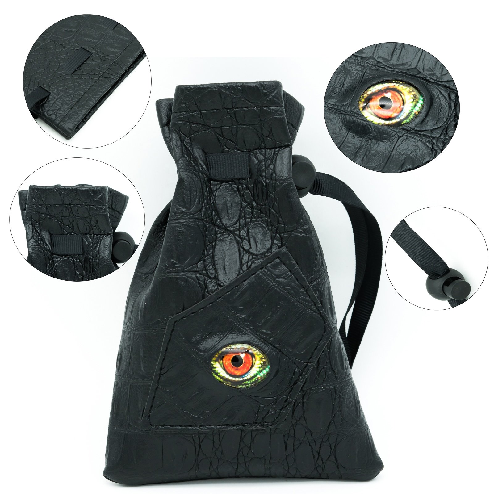 Udixi DND RPG Custom logo Pu Leather Pouch Dice Bag for Dungeons and Dragons Demon Eye d&d Dice Bags