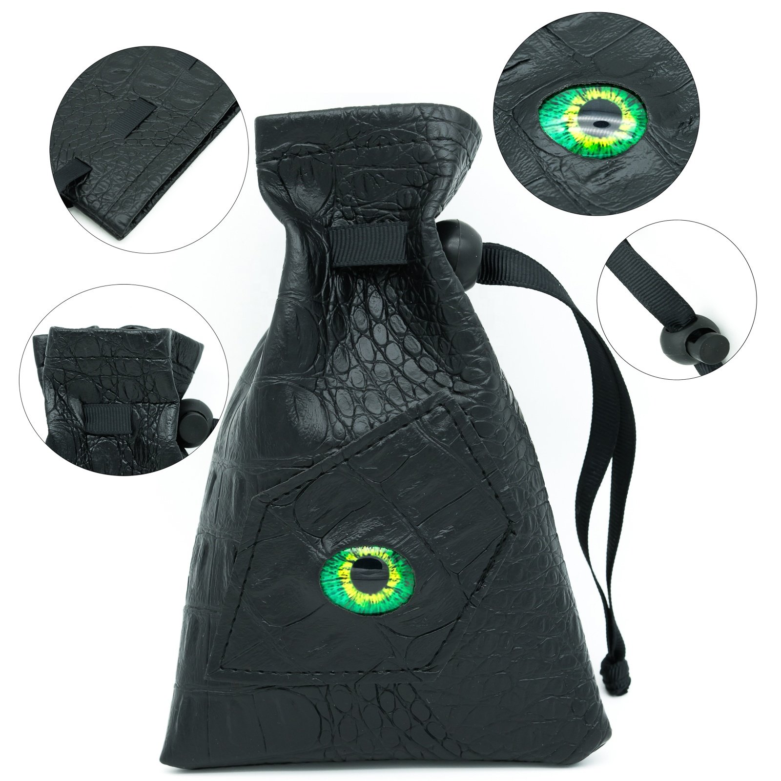 Udixi DND RPG Custom logo Pu Leather Pouch Dice Bag for Dungeons and Dragons Demon Eye d&d Dice Bags