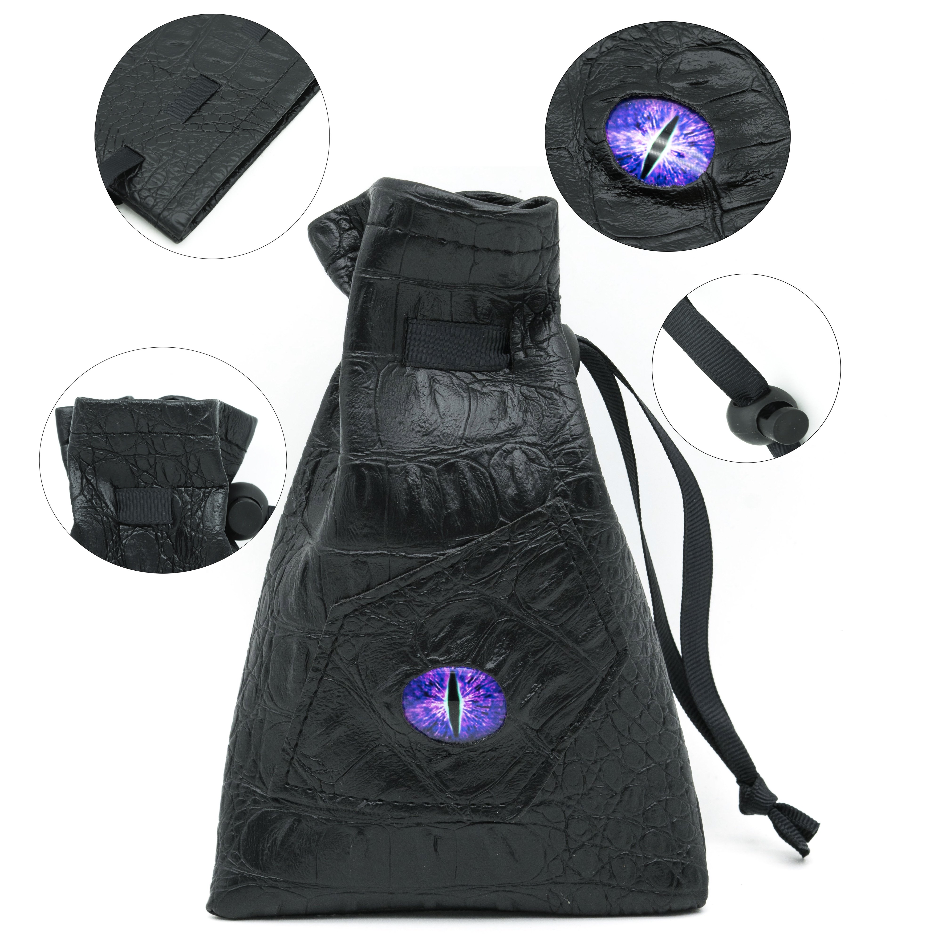 Udixi DND RPG Custom logo Pu Leather Pouch Dice Bag for Dungeons and Dragons Demon Eye d&d Dice Bags