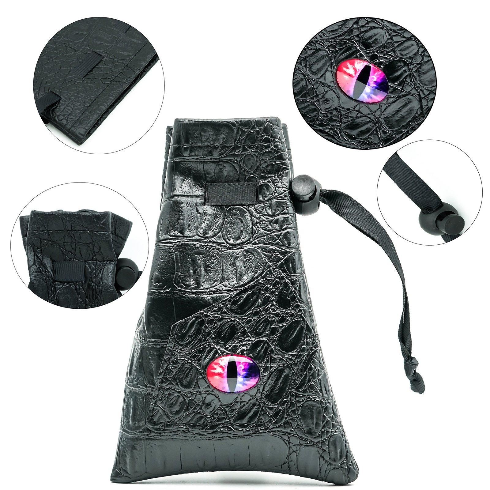 Udixi DND RPG Custom logo Pu Leather Pouch Dice Bag for Dungeons and Dragons Demon Eye d&d Dice Bags