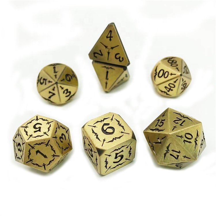 Manufacturers Engraved Dragon DND Game Metal Polyhedral Dice Set for Tabletop Game
