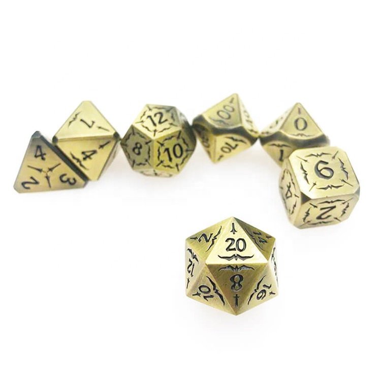 Manufacturers Engraved Dragon DND Game Metal Polyhedral Dice Set for Tabletop Game