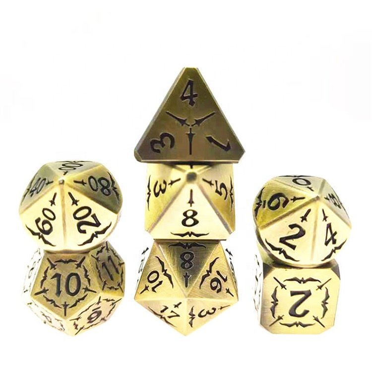 Manufacturers Engraved Dragon DND Game Metal Polyhedral Dice Set for Tabletop Game