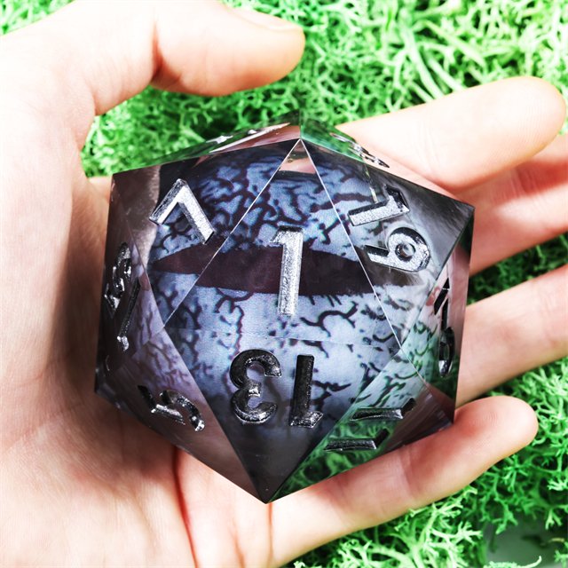 Mini Planet Custom Dragon Eye D20 Dice Handmade Polyhedral Resin Liquid Core with Sharp Edge for TRPG Dragon Dungeon Table Game