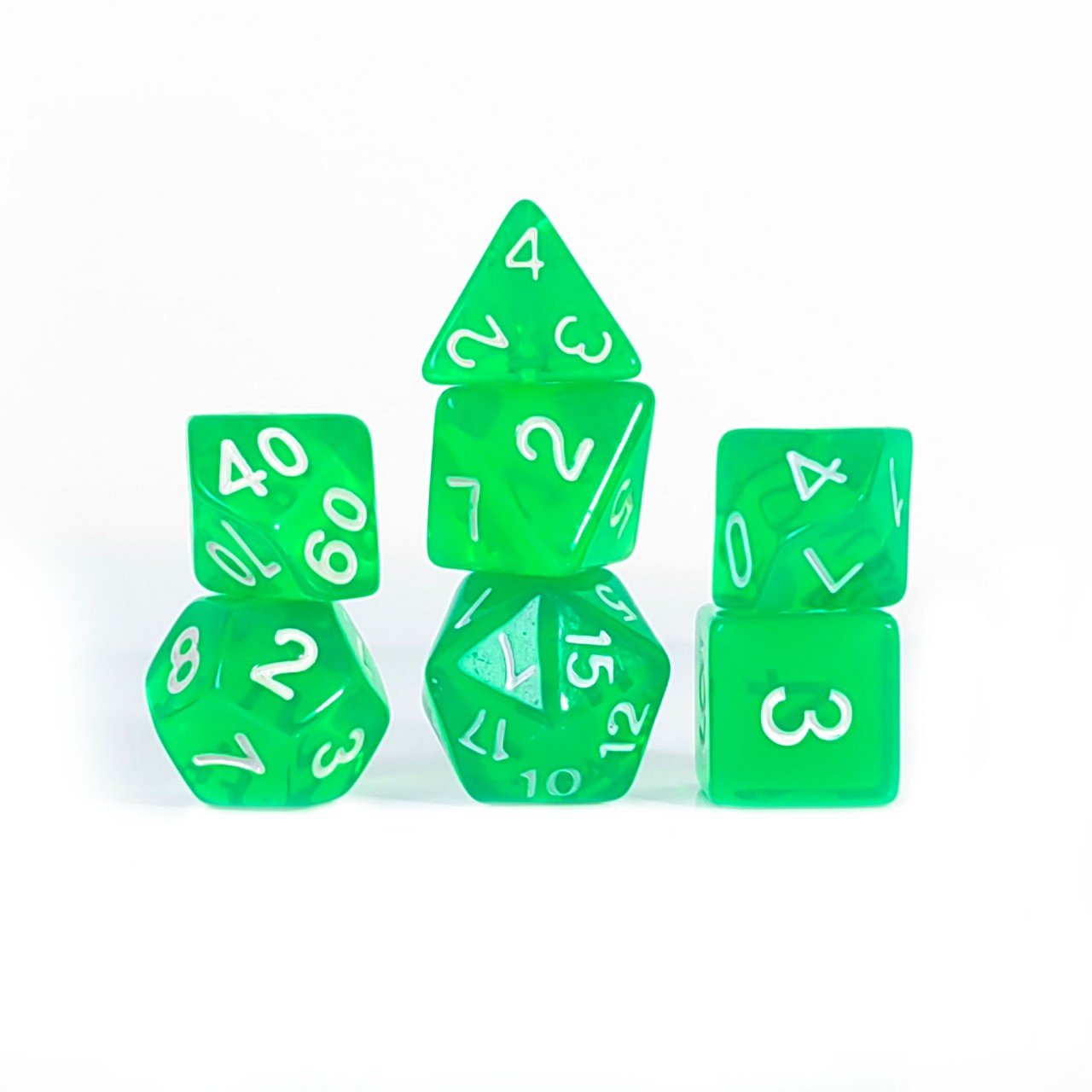 High Quality 7Pcs 18mm Transparent color aqua green Polyhedral Dungeons and Dragons dice for DND RPG Game